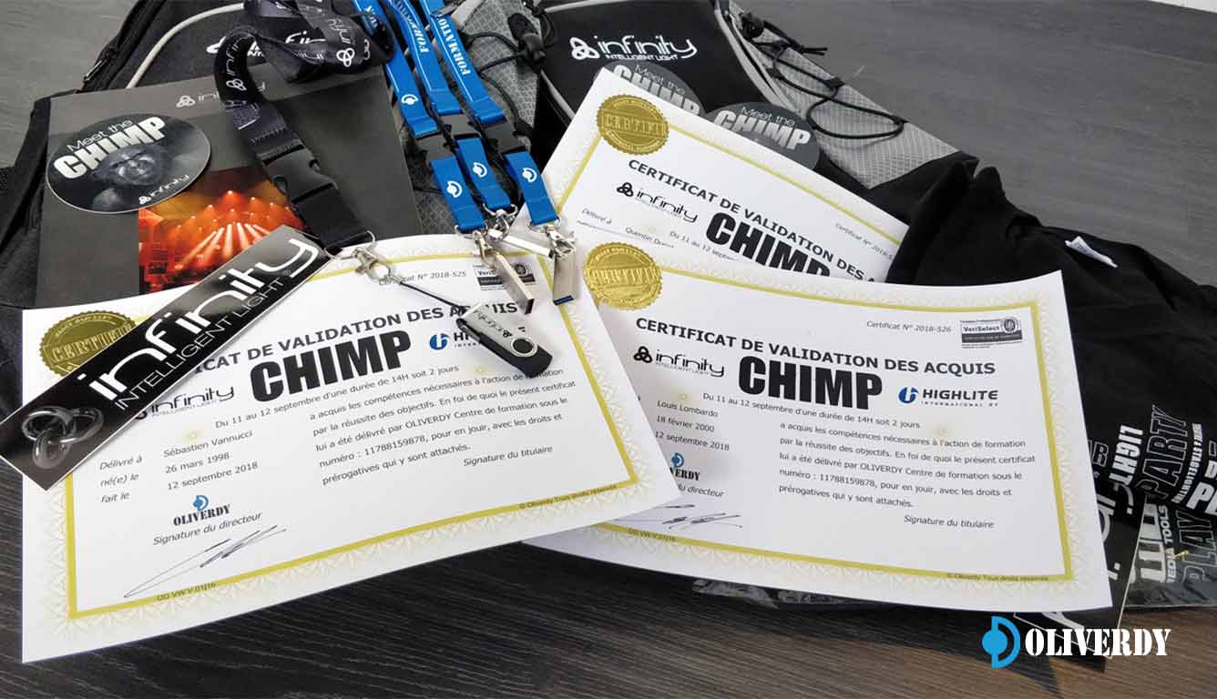 Certification console lumière Chimp Infinity