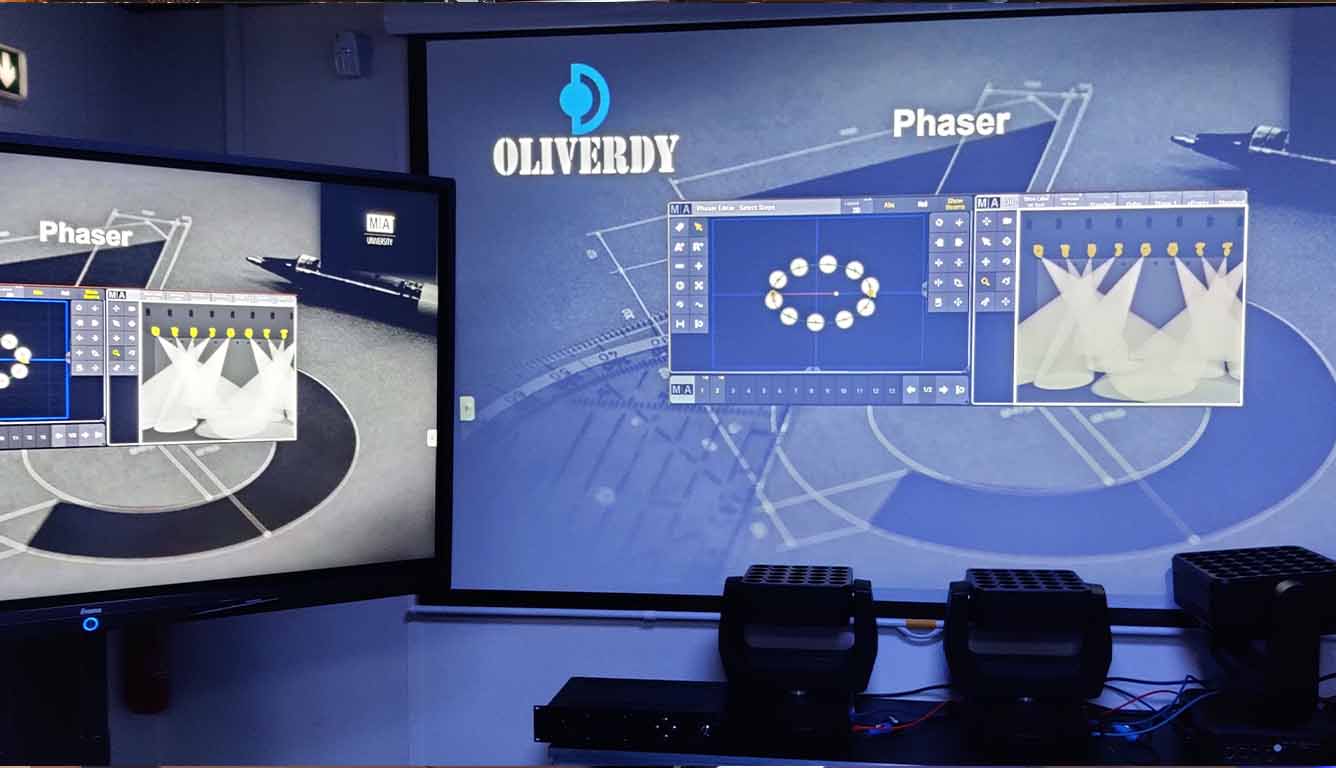 Illustration d'un effet créé avec la console grandMA3 lors de la formation